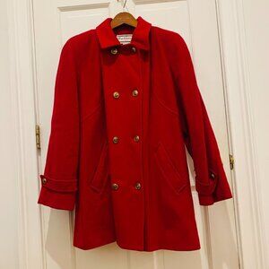 Vintage Mackintosh New England Red Wool Women's Size 12 Double Breasted Coat
